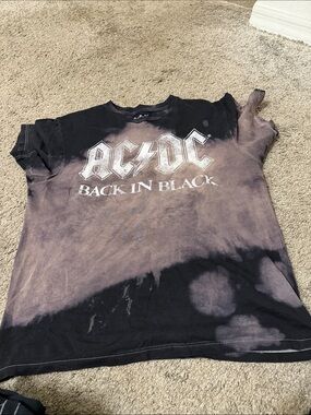 AC/DC Black and Gray Tie-Dye "Back In Black" Tee